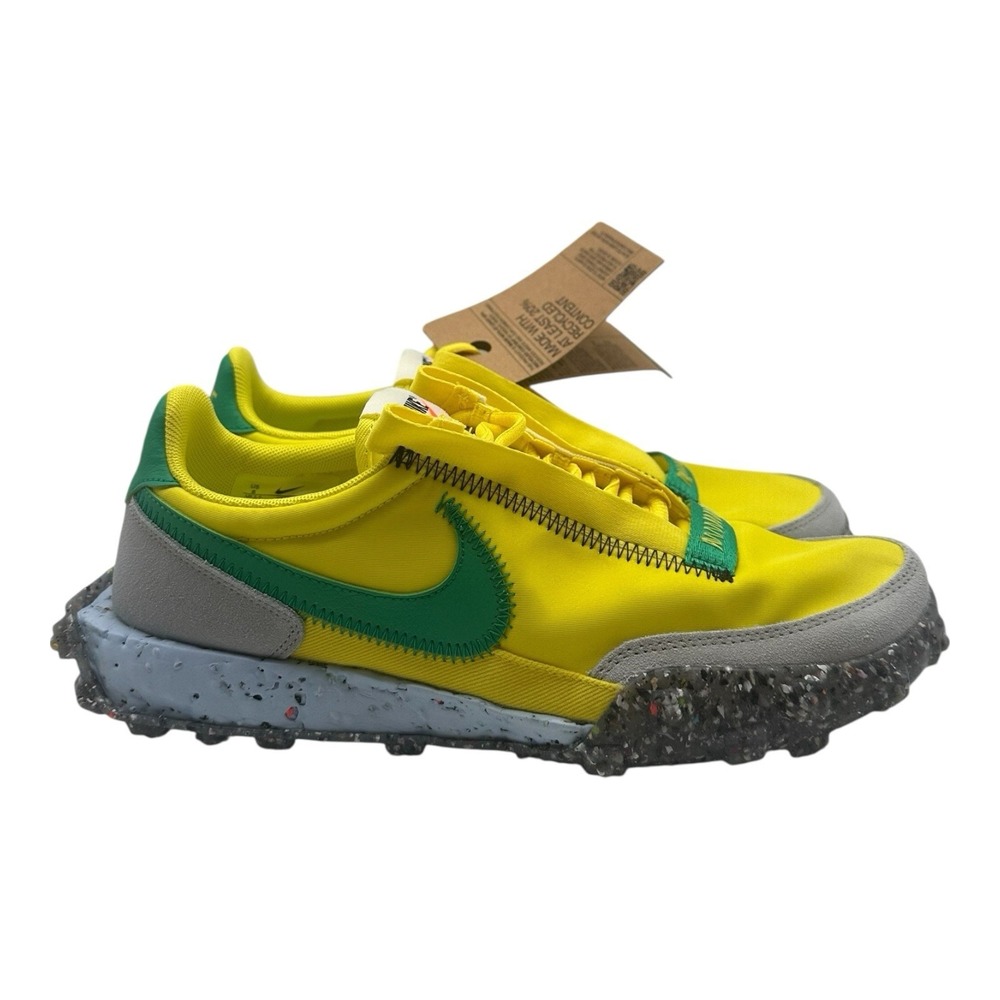 Nike Waffle Racer Crater Shoes Womens 8 Yellow Roma Green Sneakers CT1983-701 - Picture 2 of 10